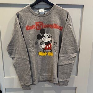 Disney Gray Crewneck Sweatshirt with Mickey Mouse Graphic